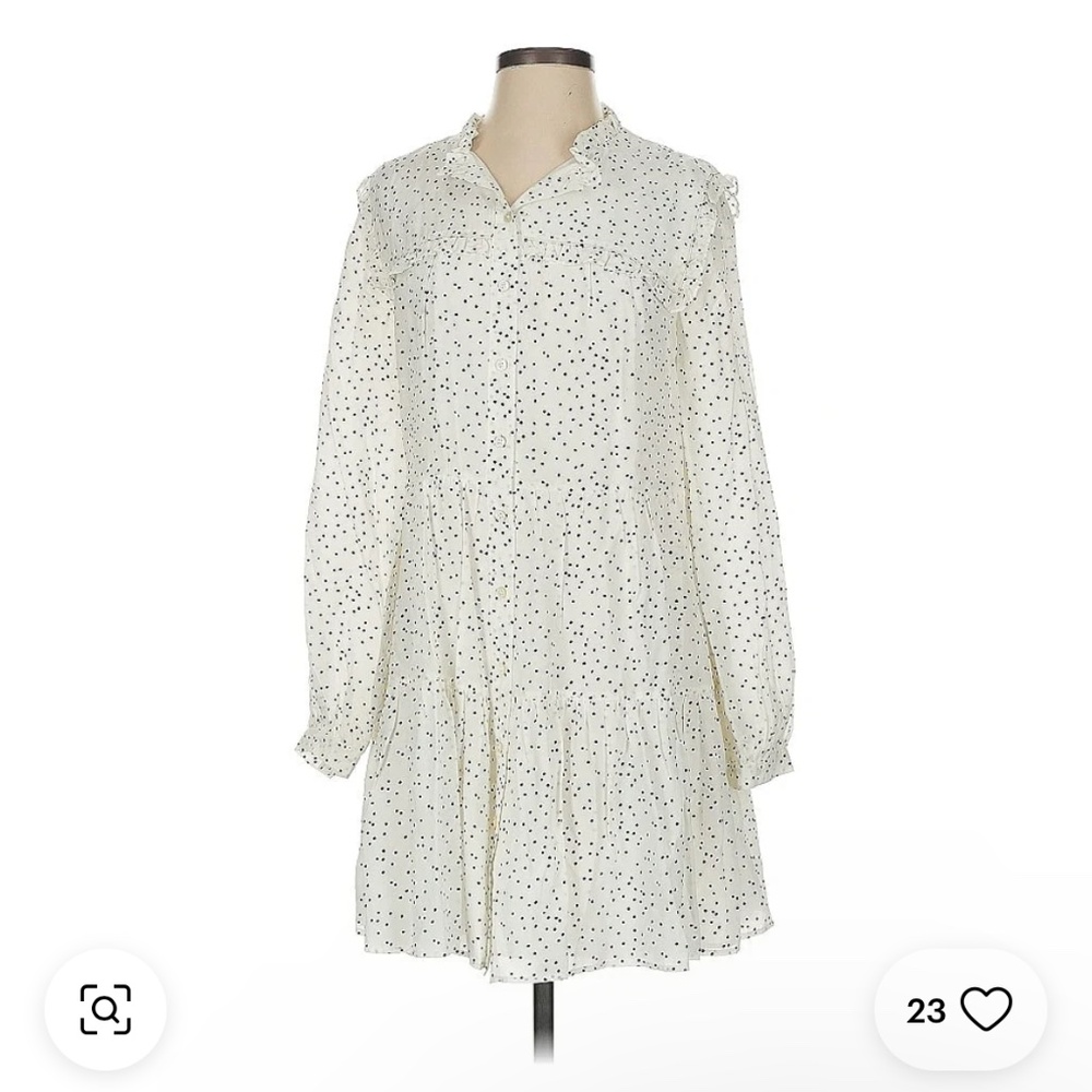 NWT Vineyard Vines Womens White Polka Dot Ruffled Tiered Shirt Dress Size Medium